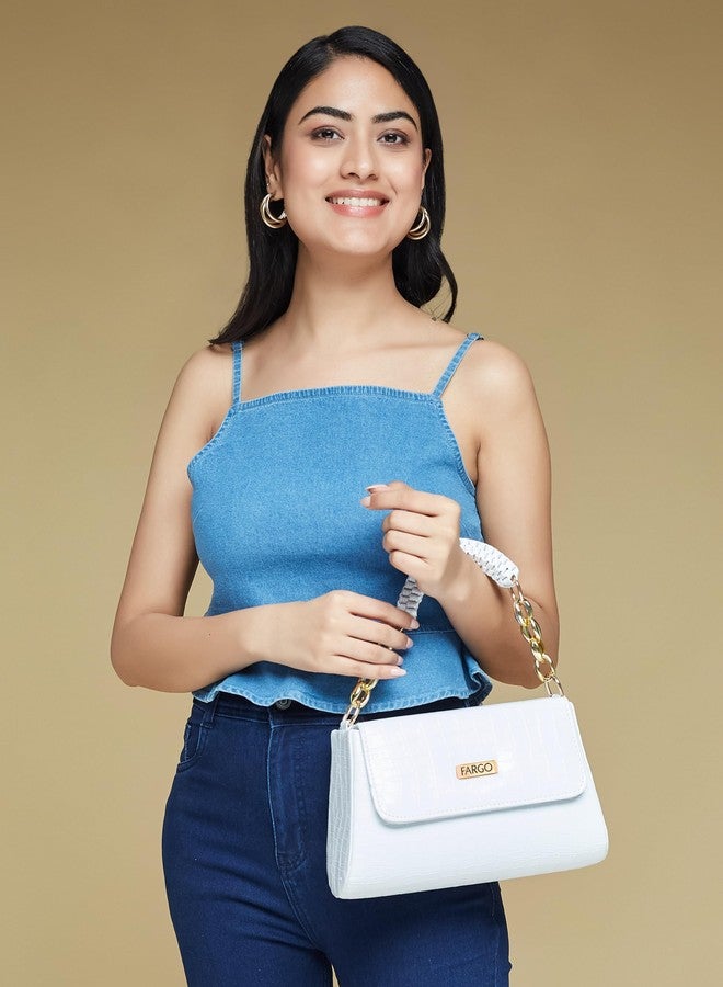 Fargo PU Women's Sling Bag Handbag For Women (White) - Image 2